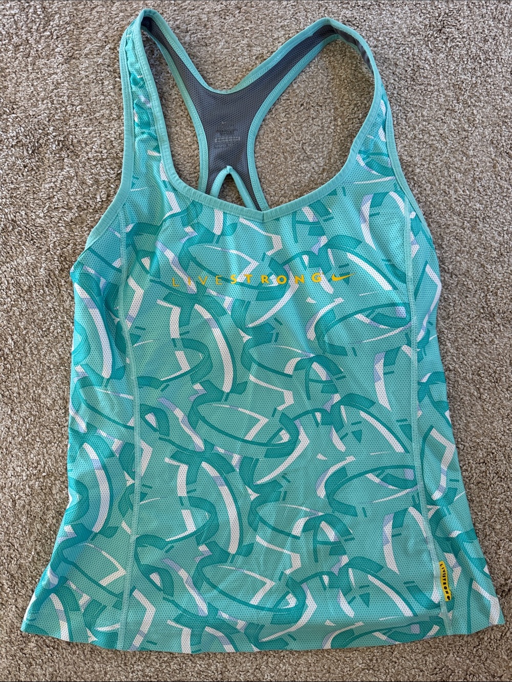 Nike LIVESTRONG Teal Patterned Racerback Tank